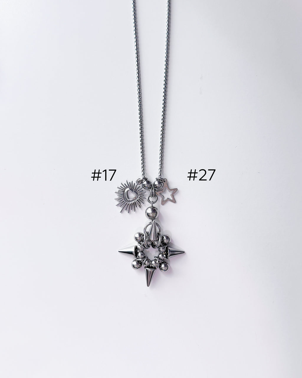 [Long Chain] Facade Necklace Charm Bar