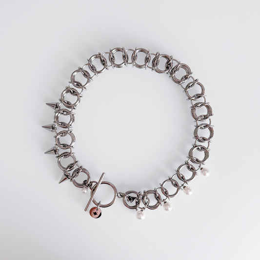 Halfie Choker (Spike and Pearls)