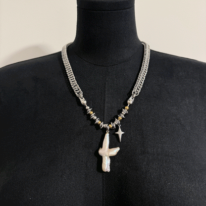 Silver-Gold OOAK Pearl Necklace