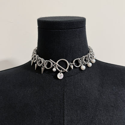 Halfie Choker (Spike and Pearls)