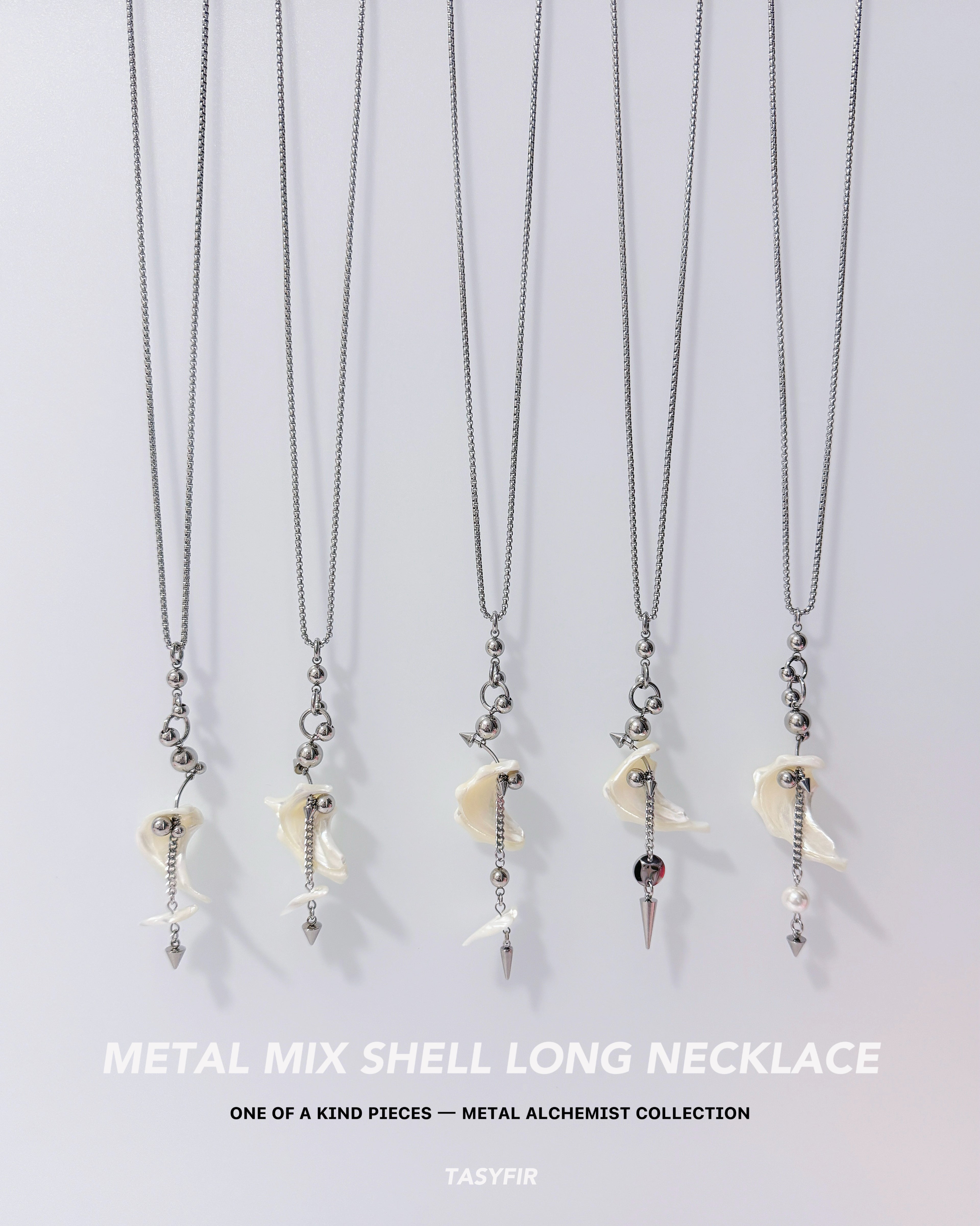 Metal Mix Shell Long Necklace