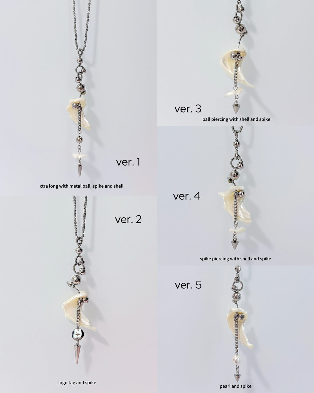Metal Mix Shell Long Necklace