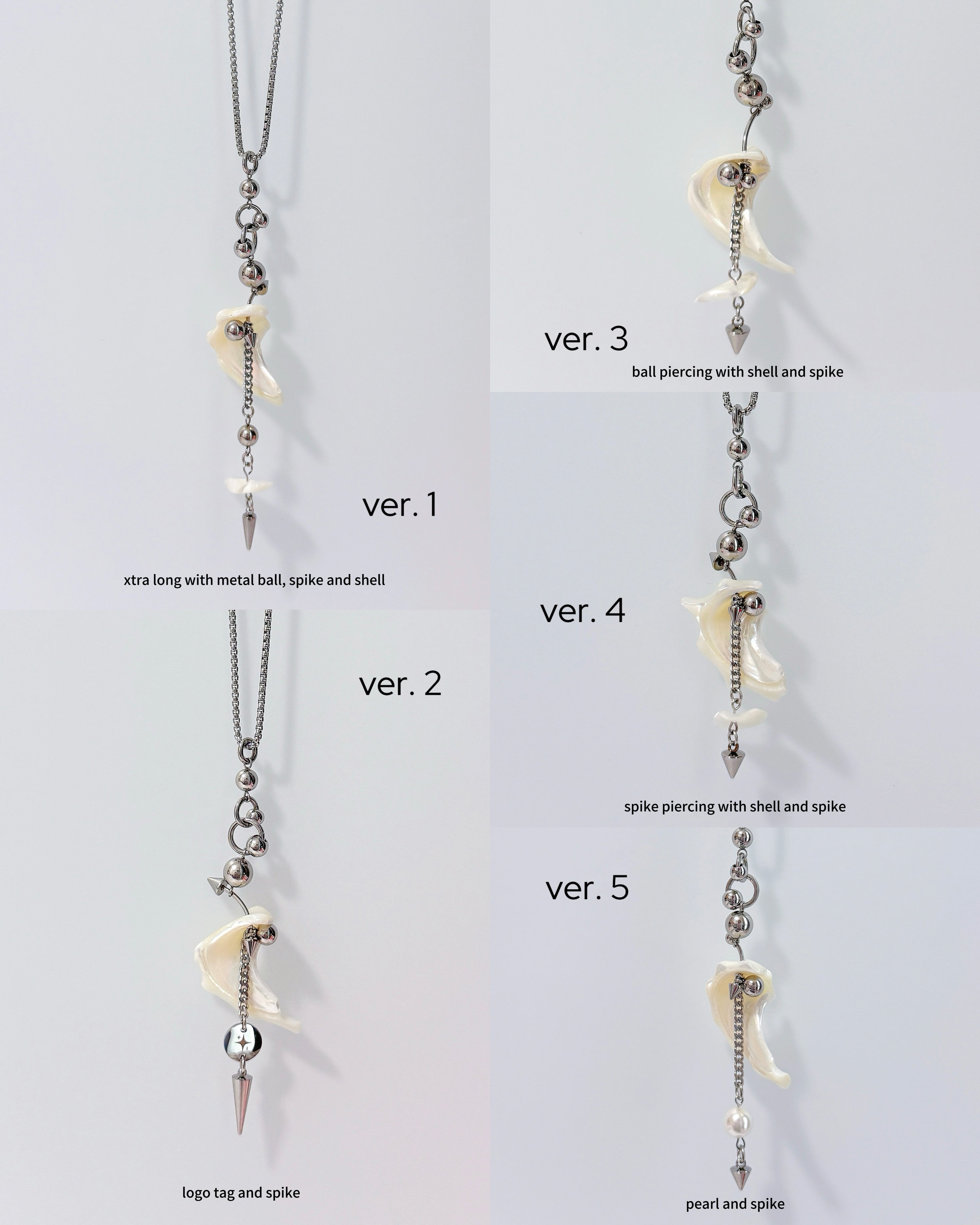 Metal Mix Shell Long Necklace