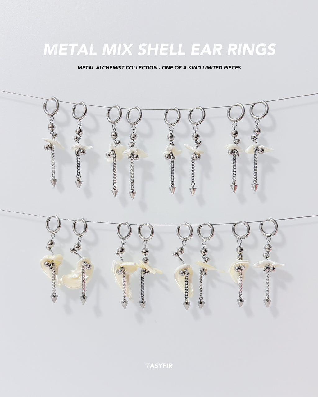 Metal Mix Shell Ear Ring (One of a kind)