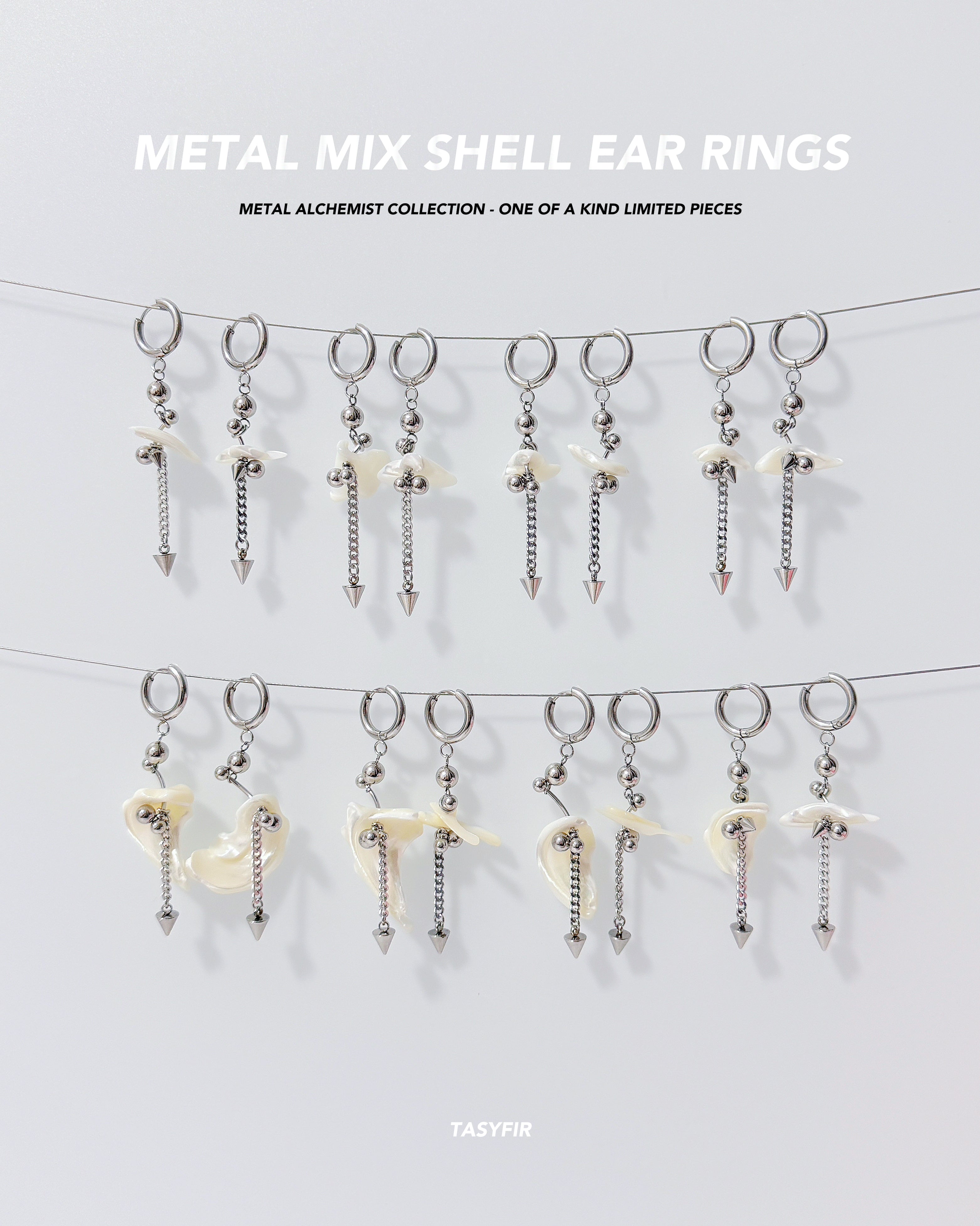 Metal Mix Shell Ear Ring (One of a kind)