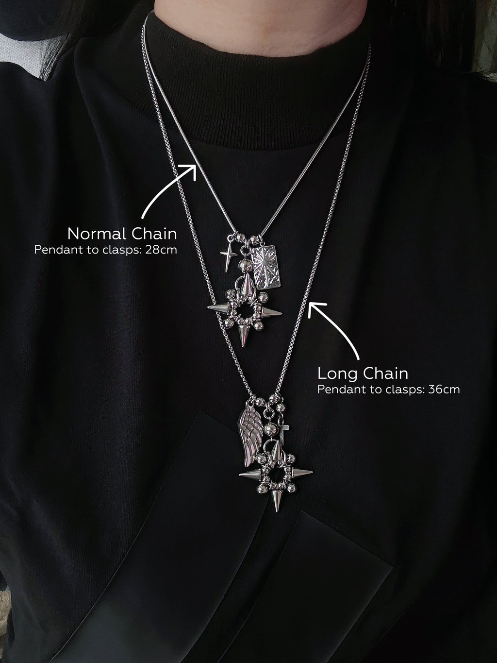 [Long Chain] Facade Necklace Charm Bar