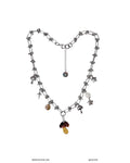 [OOAK] Metal Mix Glass - Dark Brown Mushroom Short Necklace