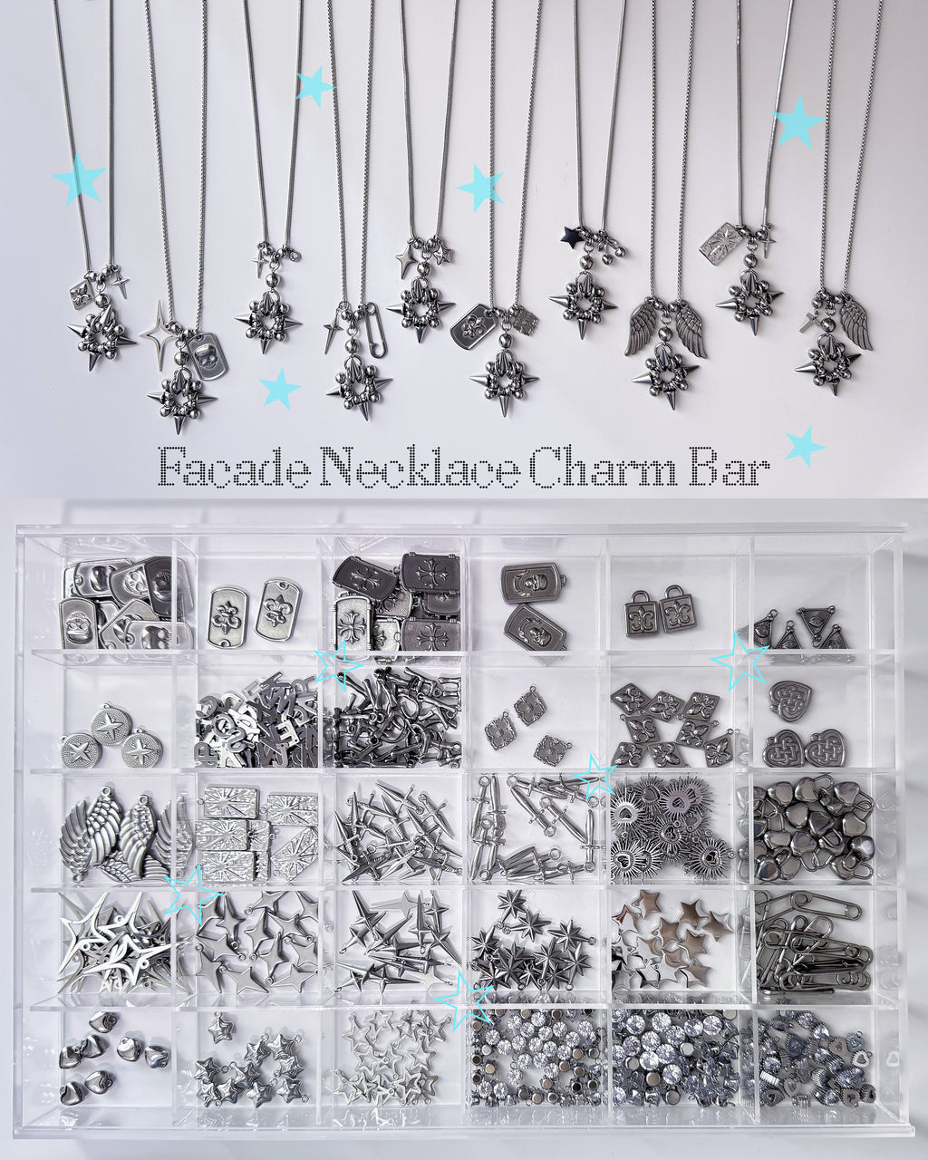 [Long Chain] Facade Necklace Charm Bar