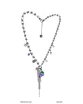 [OOAK] Metal Mix Glass - Light Purple Grape Long Necklace