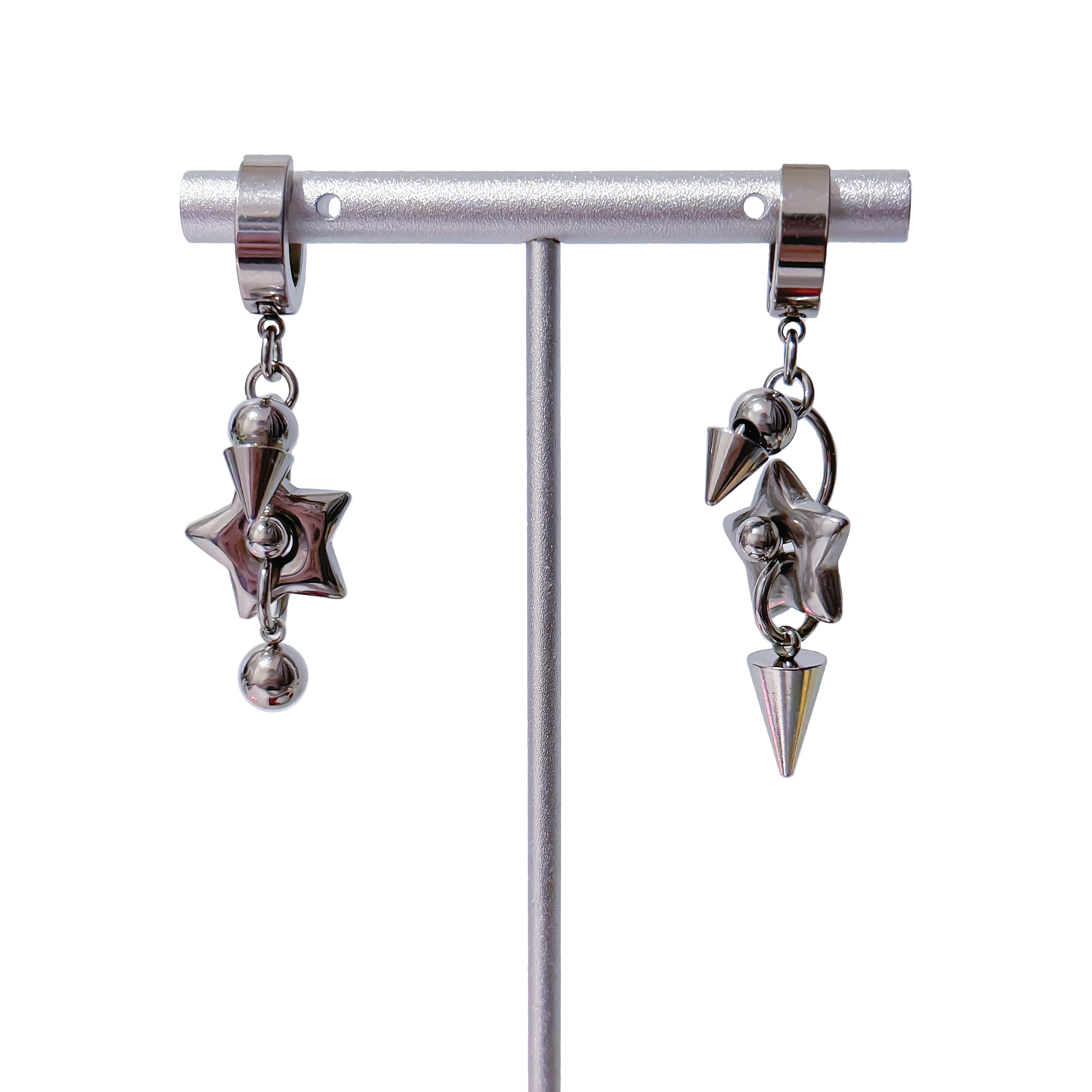More Stars Ear Ring [Silver/Black]