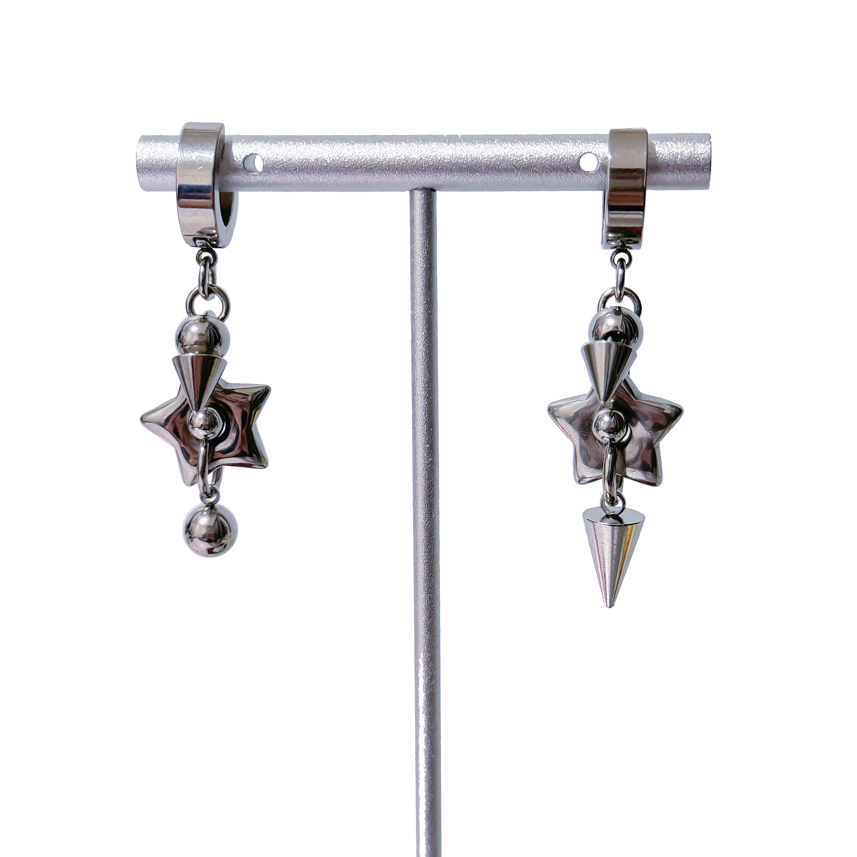 More Stars Ear Ring [Silver/Black]
